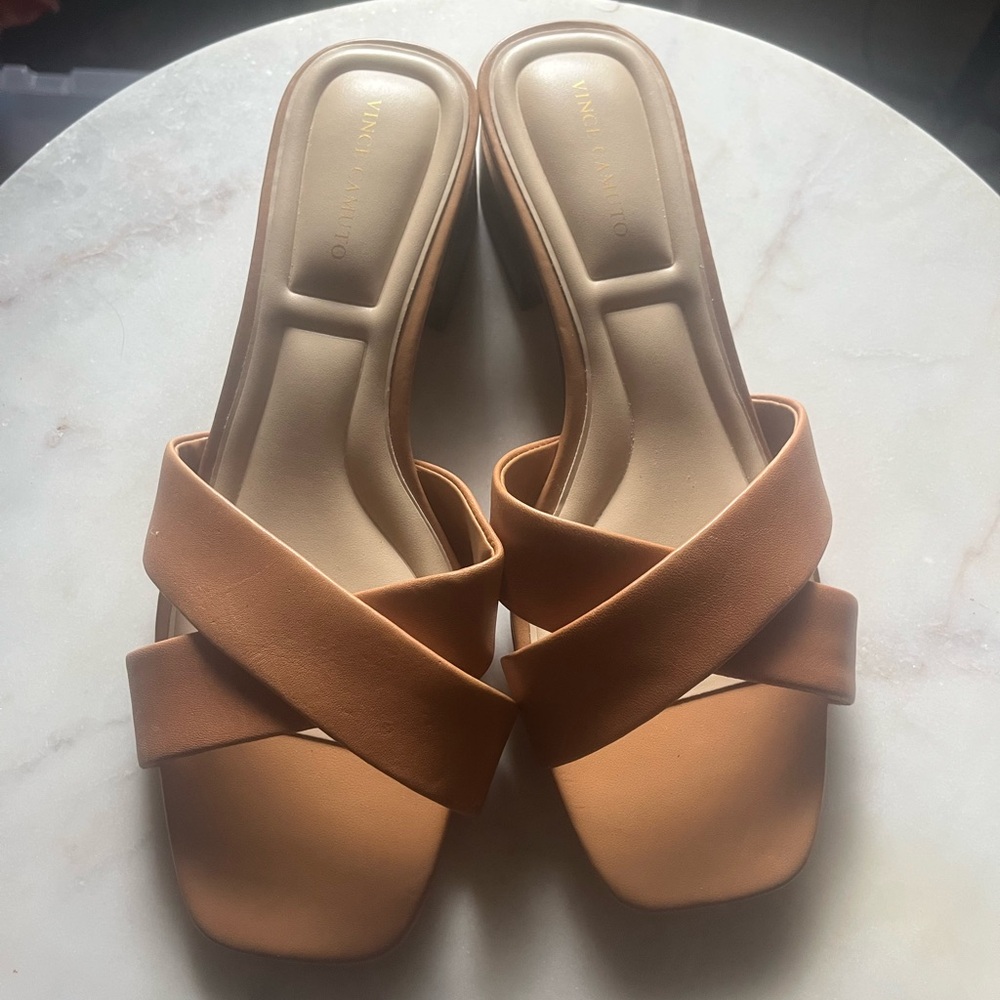 Vince Camuto Tan Mules